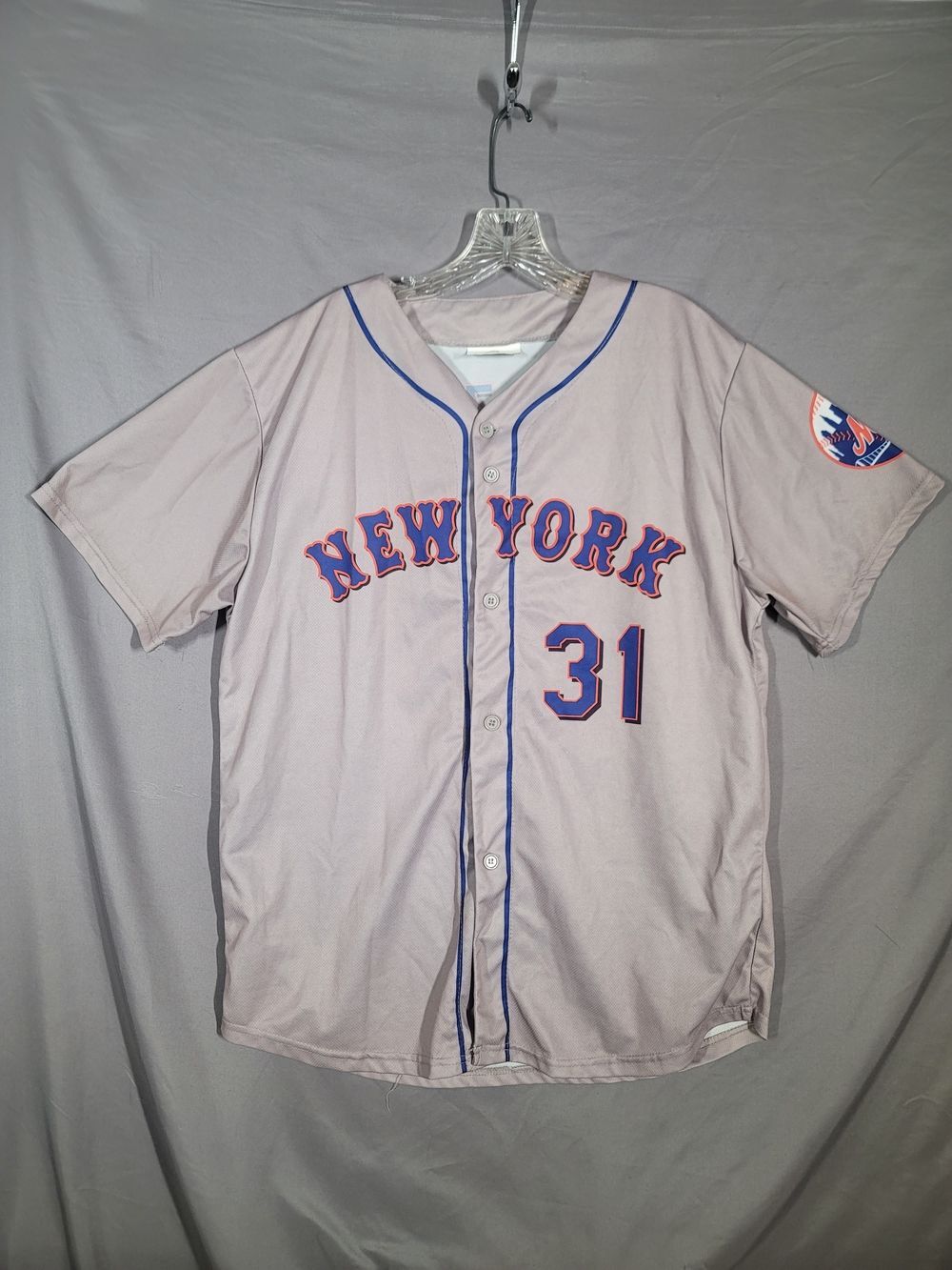 Vintage Mike Piazza New York Mets #31 Men’s Large Gray MLB Baseball Jersey